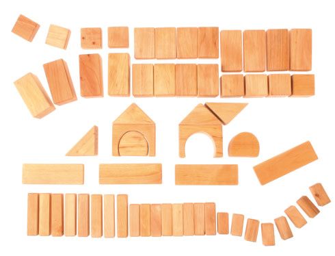 Geometric Blocks Natural 60 pcs in net bag