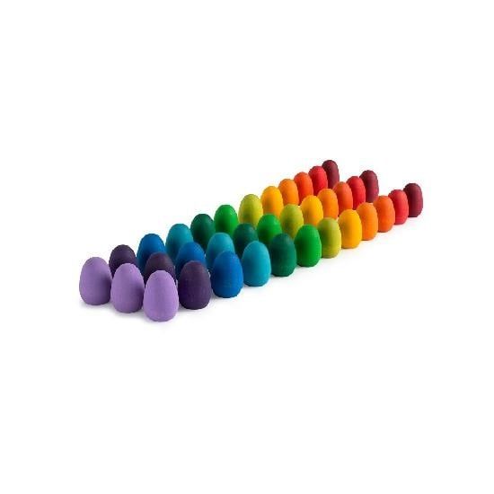 Wood Mandala Rainbow Eggs 36pcs