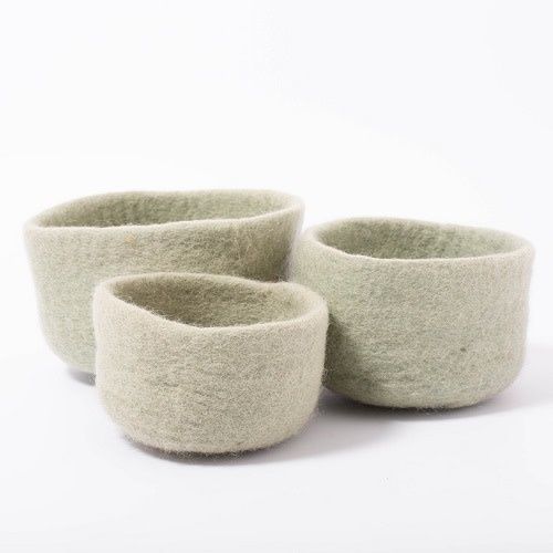 Wool Nesting Bowls - Sage 3pc set