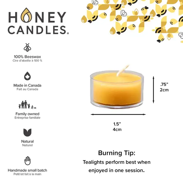 Natural Beeswax Tealight Candle in Clear Cup