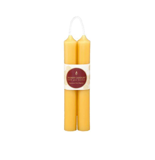 Pair of 6 Inch Natural Tube Beeswax Candle