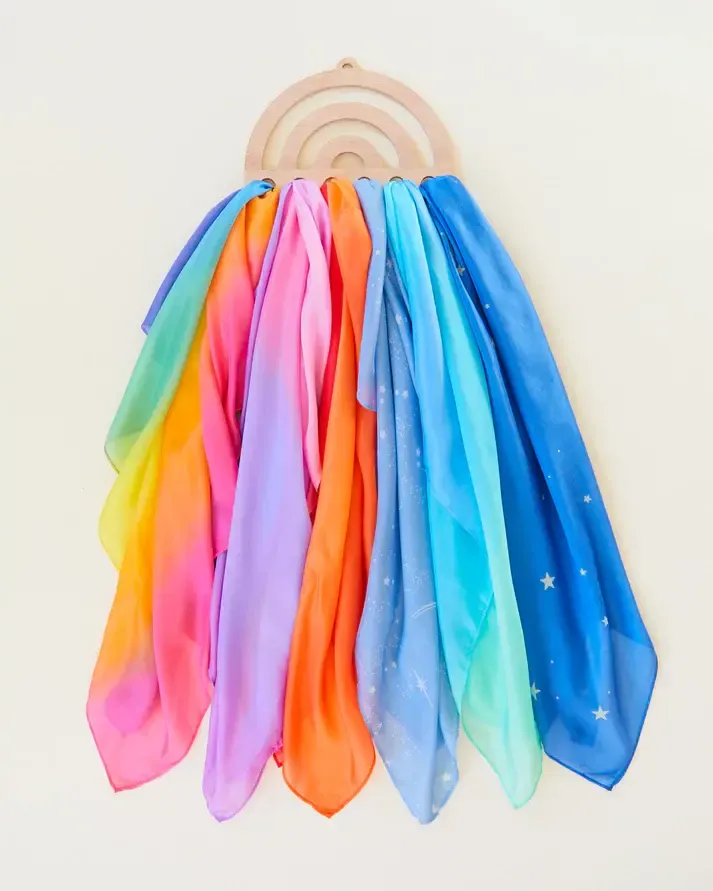 Sarah&#39;s Silks Rainbow Playsilk Display