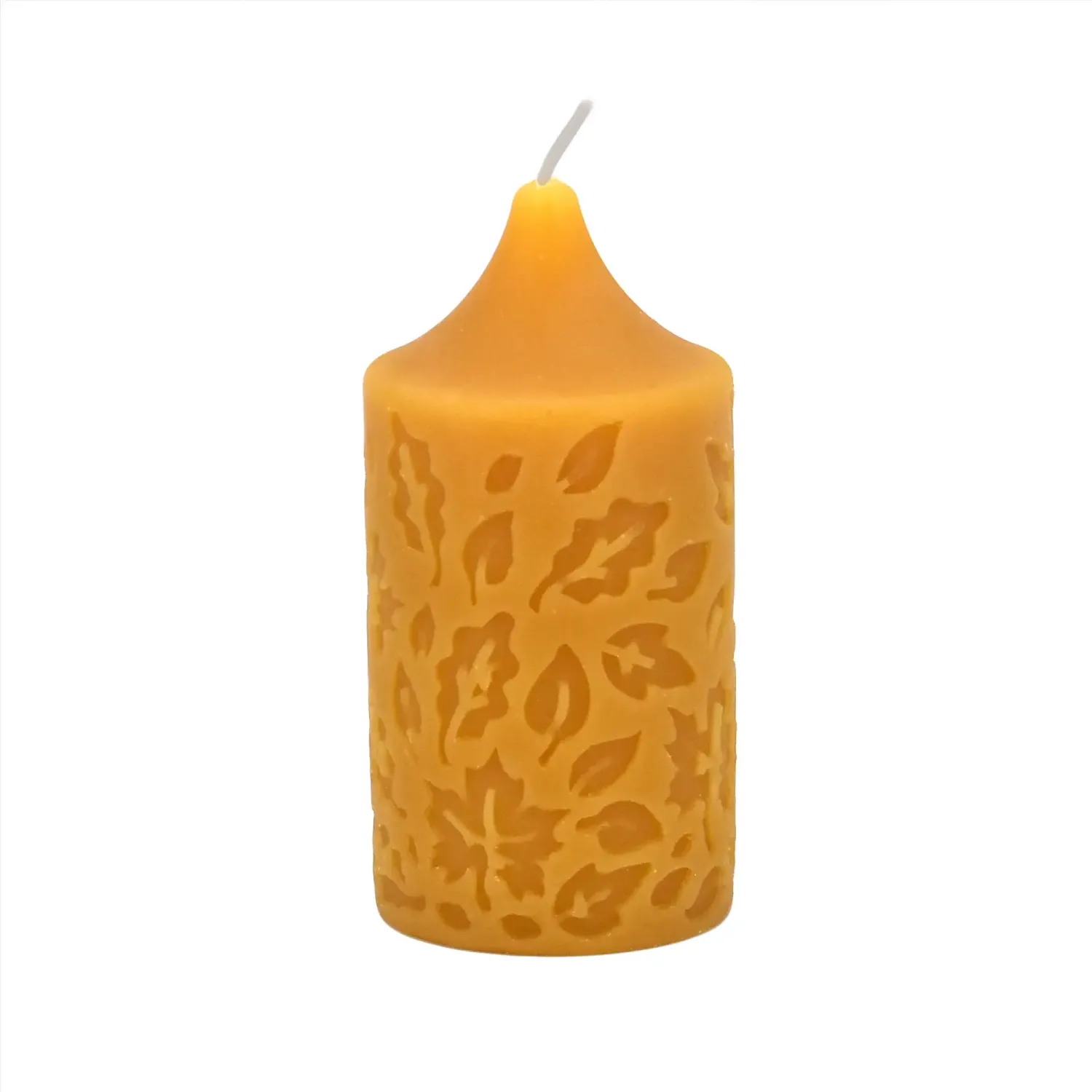 Small Pillar Beeswax Candle - leaf