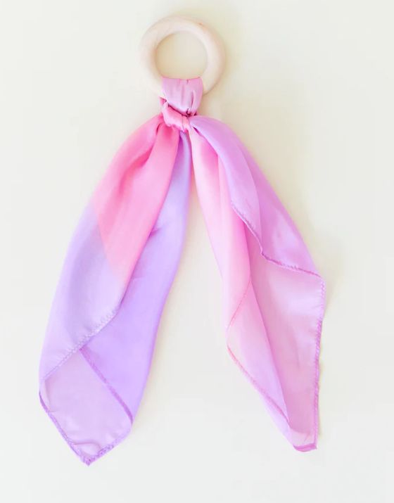 Silk and Wood Teether, Color: blossom