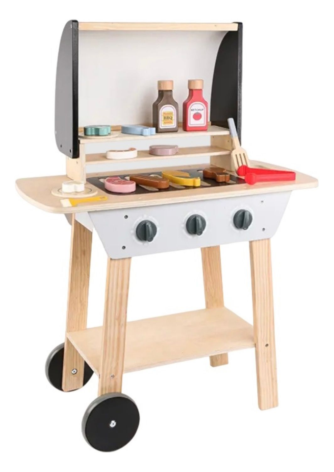 Juego de parrilla barbacoa de madera