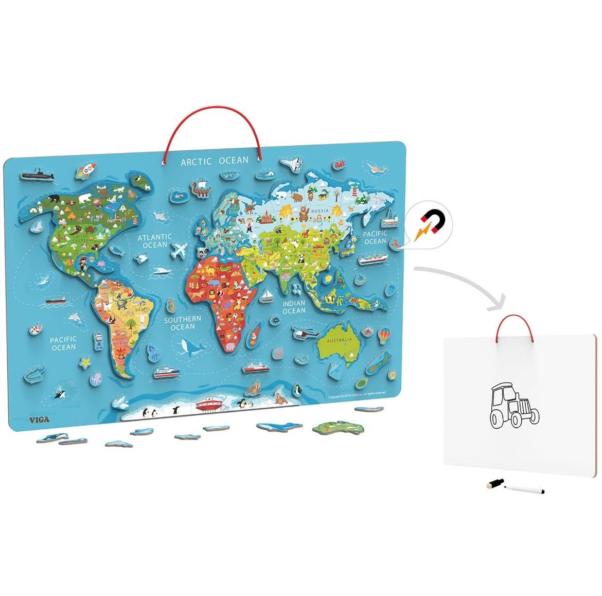 Puzzle mapamundi + Pizarra magnética
