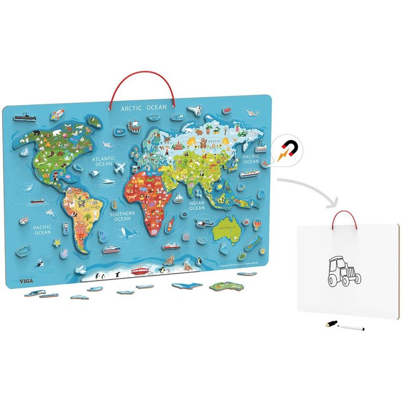 Puzzle mapamundi + Pizarra magnética