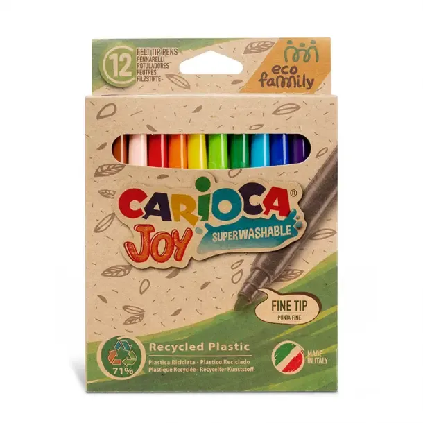 Marcadores finos Carioca Joy línea Eco Estuche x 12