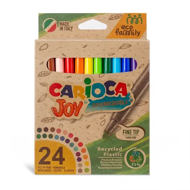 Marcadores finos Carioca Joy línea Eco Estuche x 24 unidades