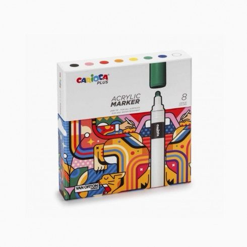 MARCADORES ACRYLIC CARIOCA PLUS CAJA X 8 UNIDADES