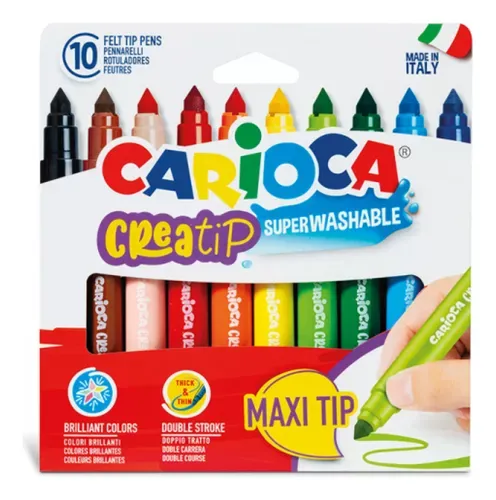 Marcadores gruesos Carioca Creatip Maxi Caja x 10 colores