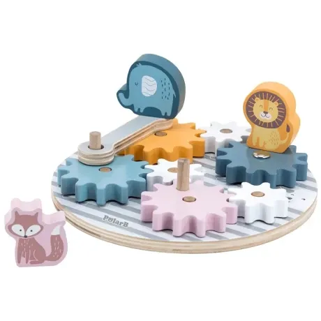 Didáctico de madera engranaje giratorio