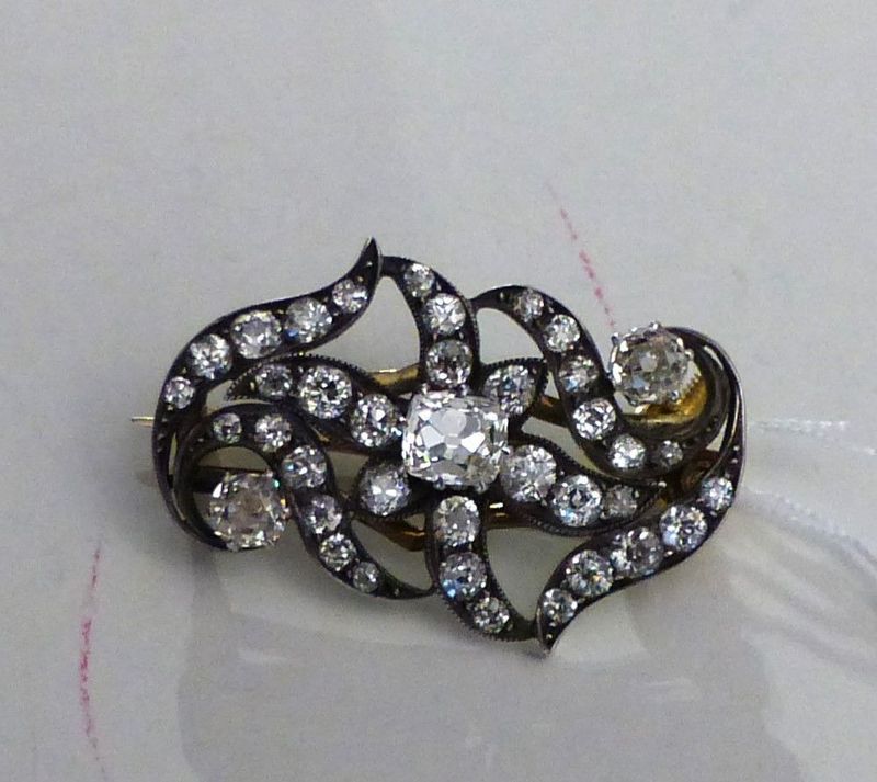 Broche en argent et or époque Napoléon III