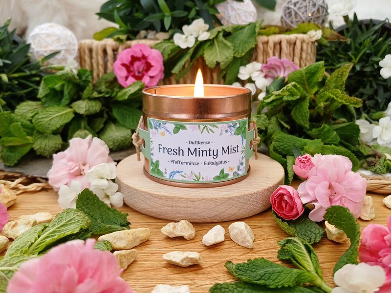 "Fresh Minty Mist" - Duftkerze in Weißblechdose "Mira" (klein)