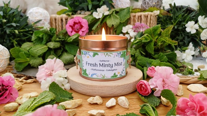 "Fresh Minty Mist" - Duftkerze in Weißblechdose "Mira" (klein)