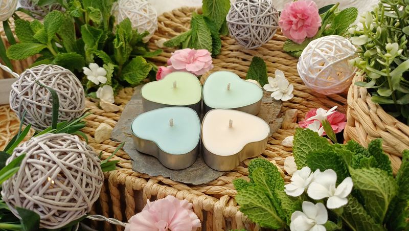"Fresh Minty Mist" - Herz-Teelichter (mit Duft)