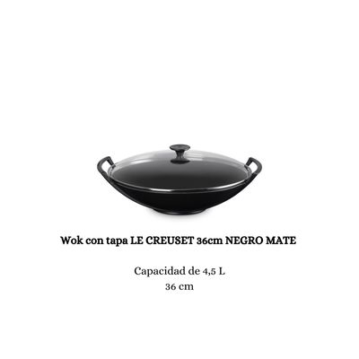 Wok de Hierro Colado Le Creuset con tapa de cristal
