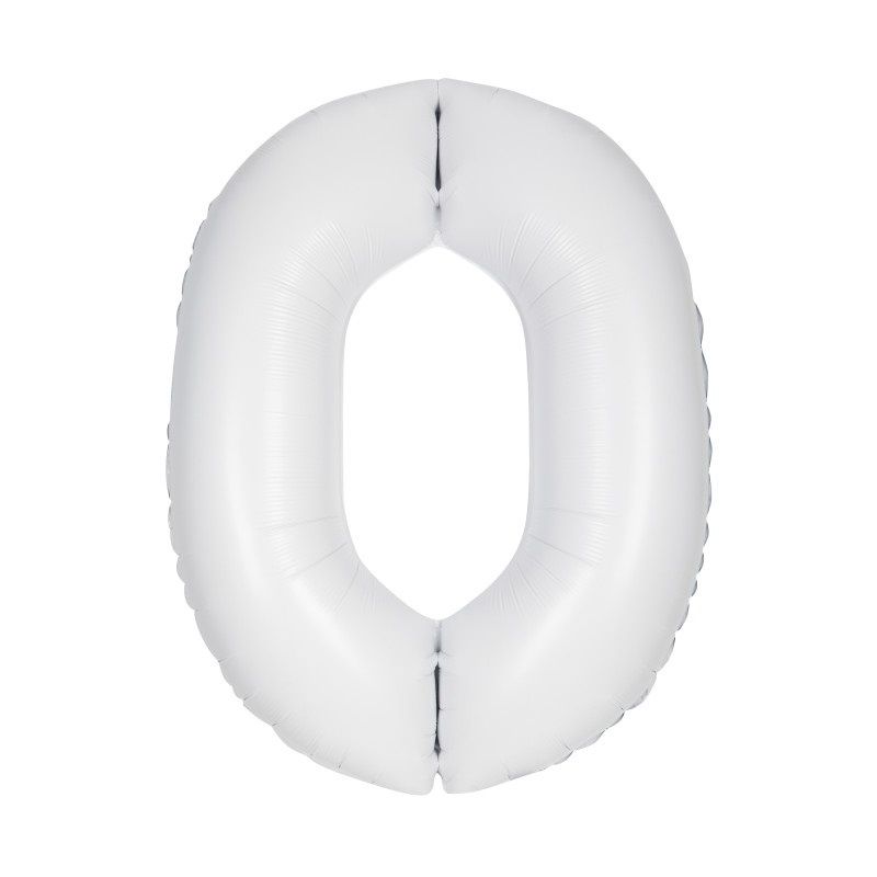 34&quot; White Number Balloons (509-1-9), Number: 0 (509)