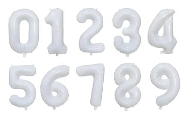 34&quot; White Number Balloons (509-1-9)