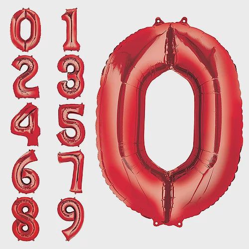 34&quot; Red Number Balloons (512-1-9)