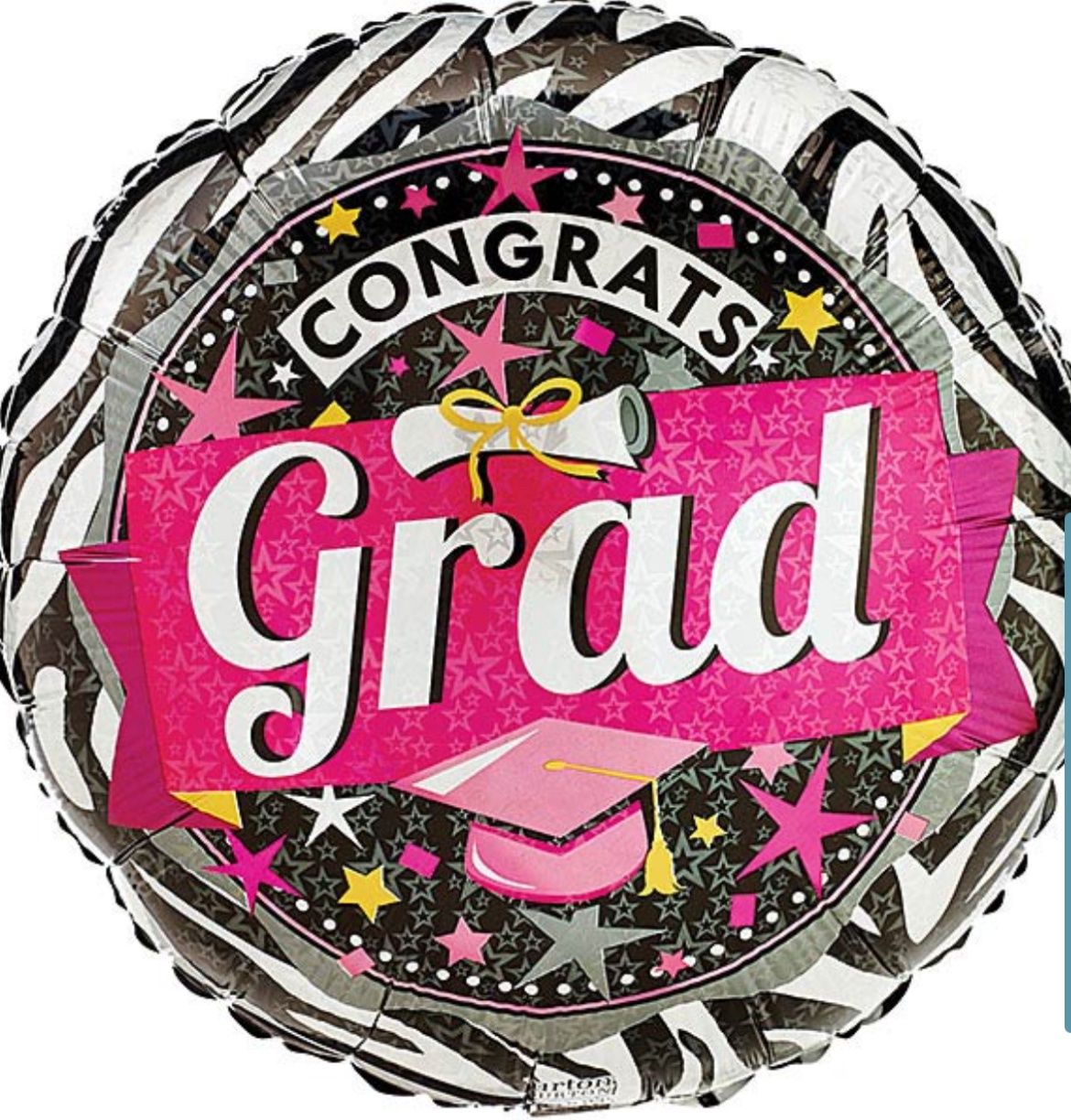 17&quot; Pink and Zebra Congrats Grad Prism (143)