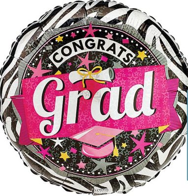 17&quot; Pink and Zebra Congrats Grad Prism (143)