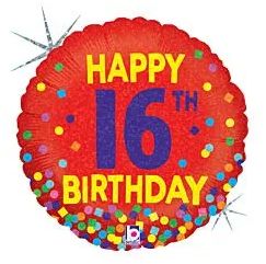 18&quot; 16th Birthday Dots Holographic (1207)