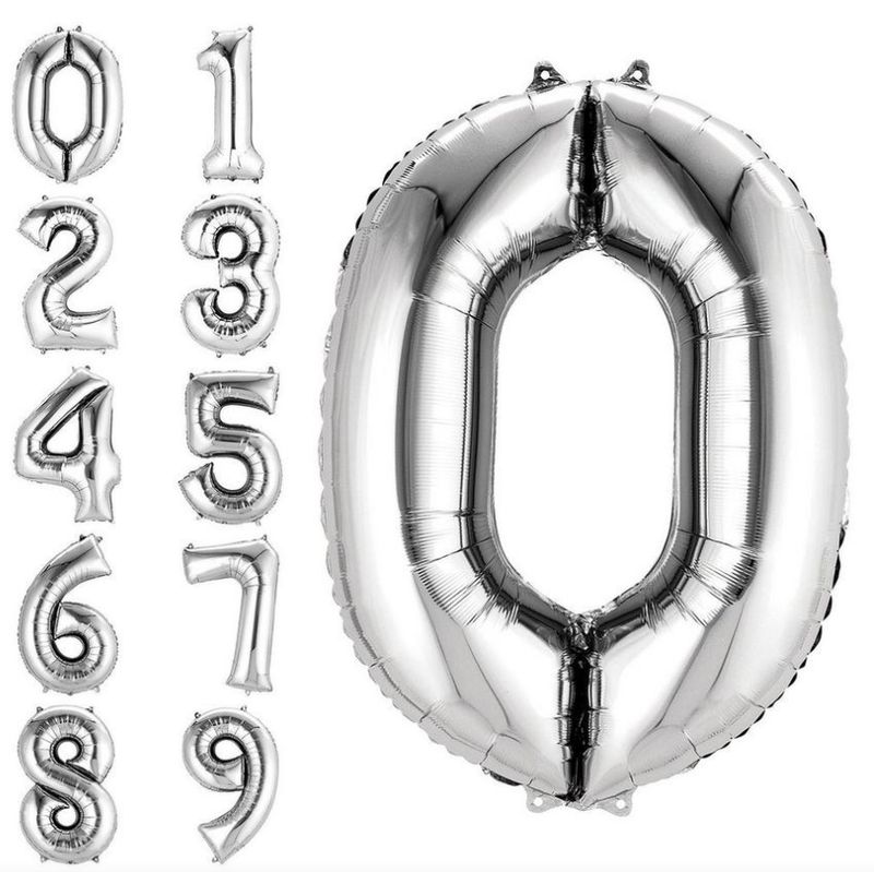 34&quot; Silver Number and Symbols Balloon (515-1-9)