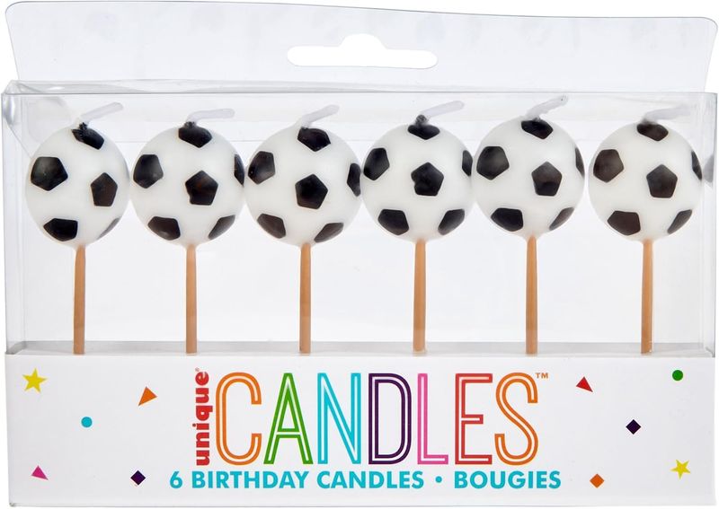 6ct Soccer Birthday Candles w/ sticks