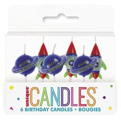 6ct Rocket Ship Birthday Candles w/ sticks