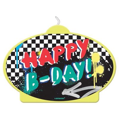 Skater Party Checkered Birthday Candle