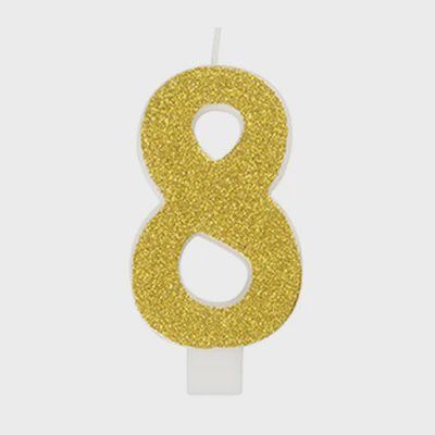 Number &quot;8&quot; Birthday Candles, Color: Sparkly Gold