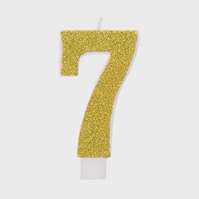 Number &quot;7&quot; Birthday Candles, Color: Sparkly Gold