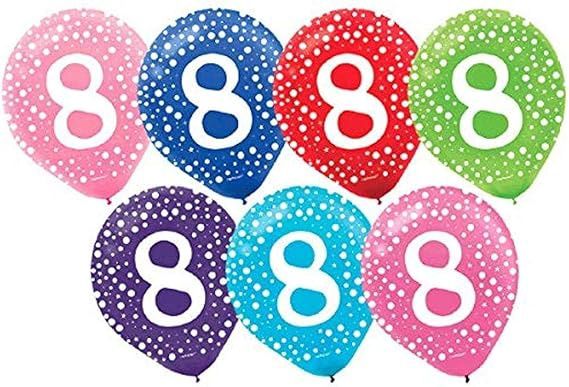 11&quot; 8th Birthday Printed Latex, Color: Pink