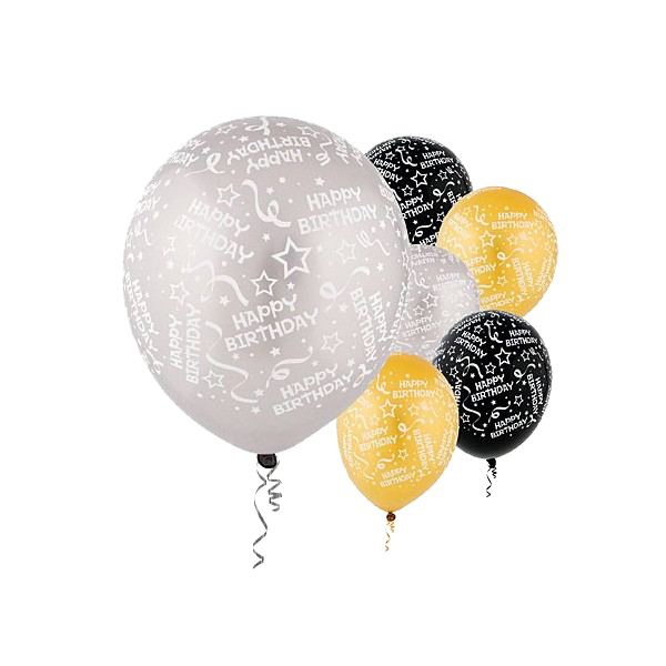 11&quot; HBD Birthday Printed Latex, Color: Silver