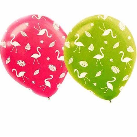 11&quot; Flamingo Printed Latex, Color: Lime Green