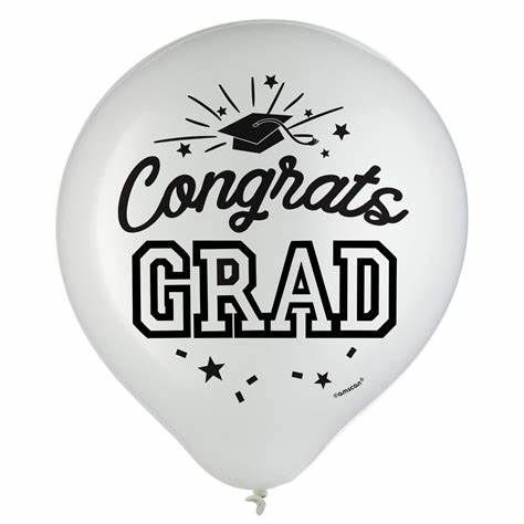 15ct White Congrats GRAD Latex, Packaged: Without Inflation