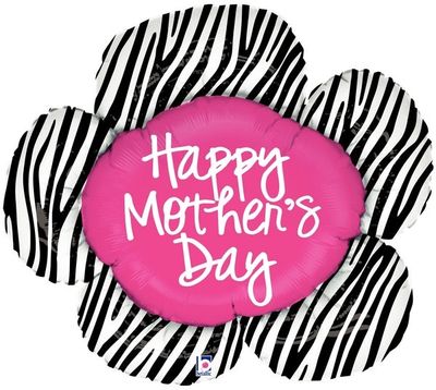 38&quot; Foil Shape Balloon Mother&#39;s Day Zebra Flower