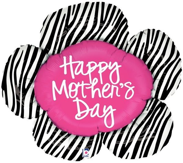 38&quot; Foil Shape Balloon Mother&#39;s Day Zebra Flower