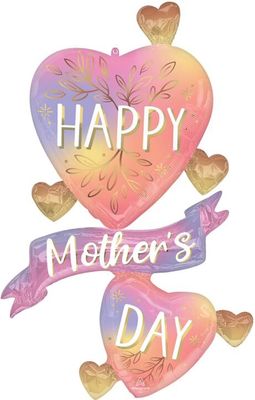 49&quot; Multi Balloon Happy Mother&#39;s Day Botanical Traces Hearts Foil