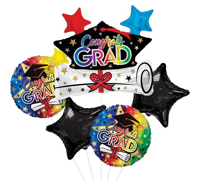 5pc CONGRATS GRAD SCROLL BALLOON BOUQUET