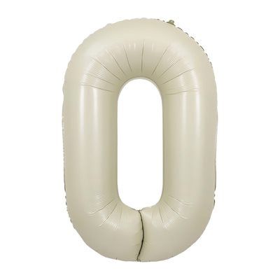 34&quot; Cream Number Balloon, Number: 0