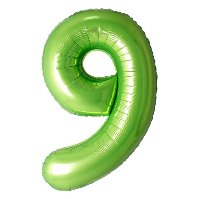 34&quot; Chrome Lime Green Number Balloon (522-1-9)
