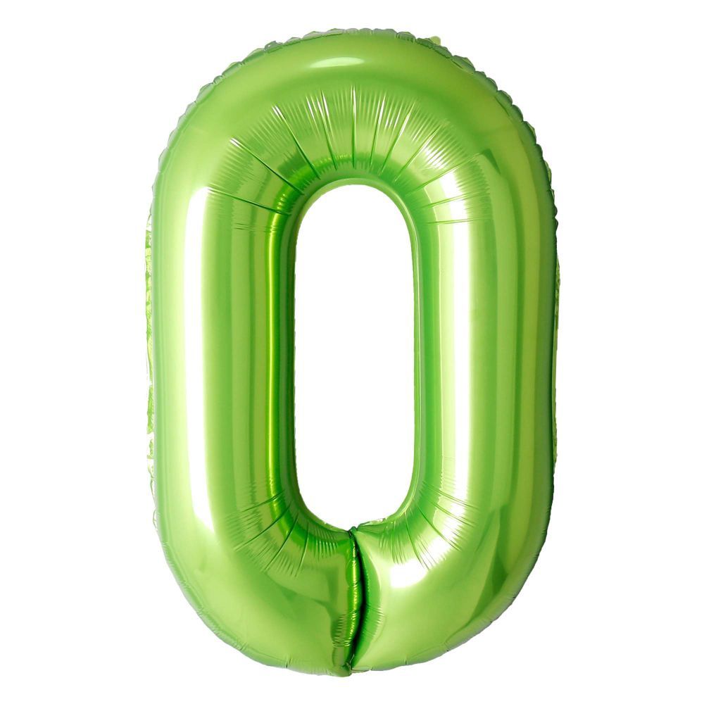 34&quot; Chrome Lime Green Number Balloon (522-1-9), Number: 0 (515)
