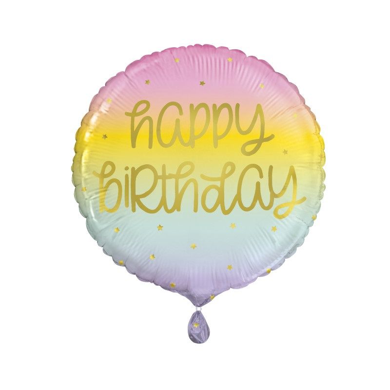 18&quot; Gold Pastel Rainbow Birthday (1175)