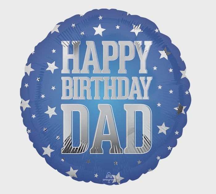 Blue and Silver Stars Happy Birthday Dad 18&quot; Foil Balloon