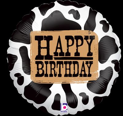18&quot; HBD Cow Print (1233)
