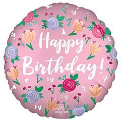 18&quot; Satin Happy Birthday Peony