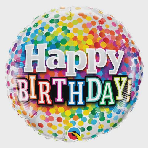 18&quot; Rainbow Confetti Foil, Number: Happy Birthday
