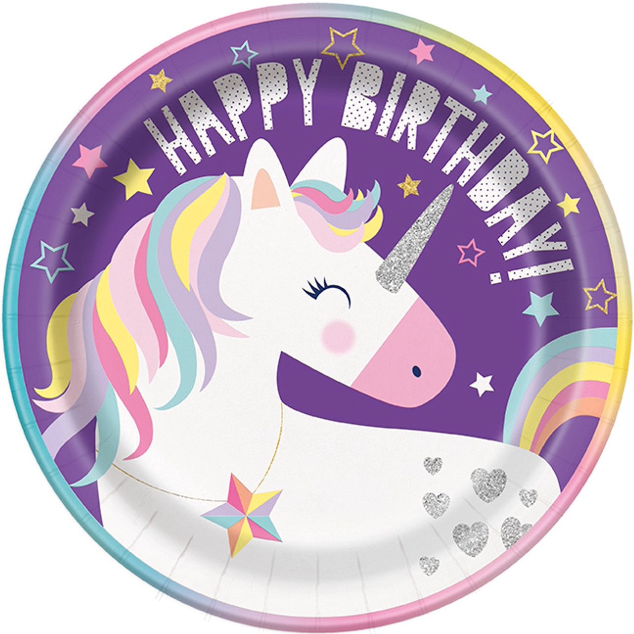 Themed Birthday 8 5/8&quot; Paper Plates, Name: Unicorn Birthday
